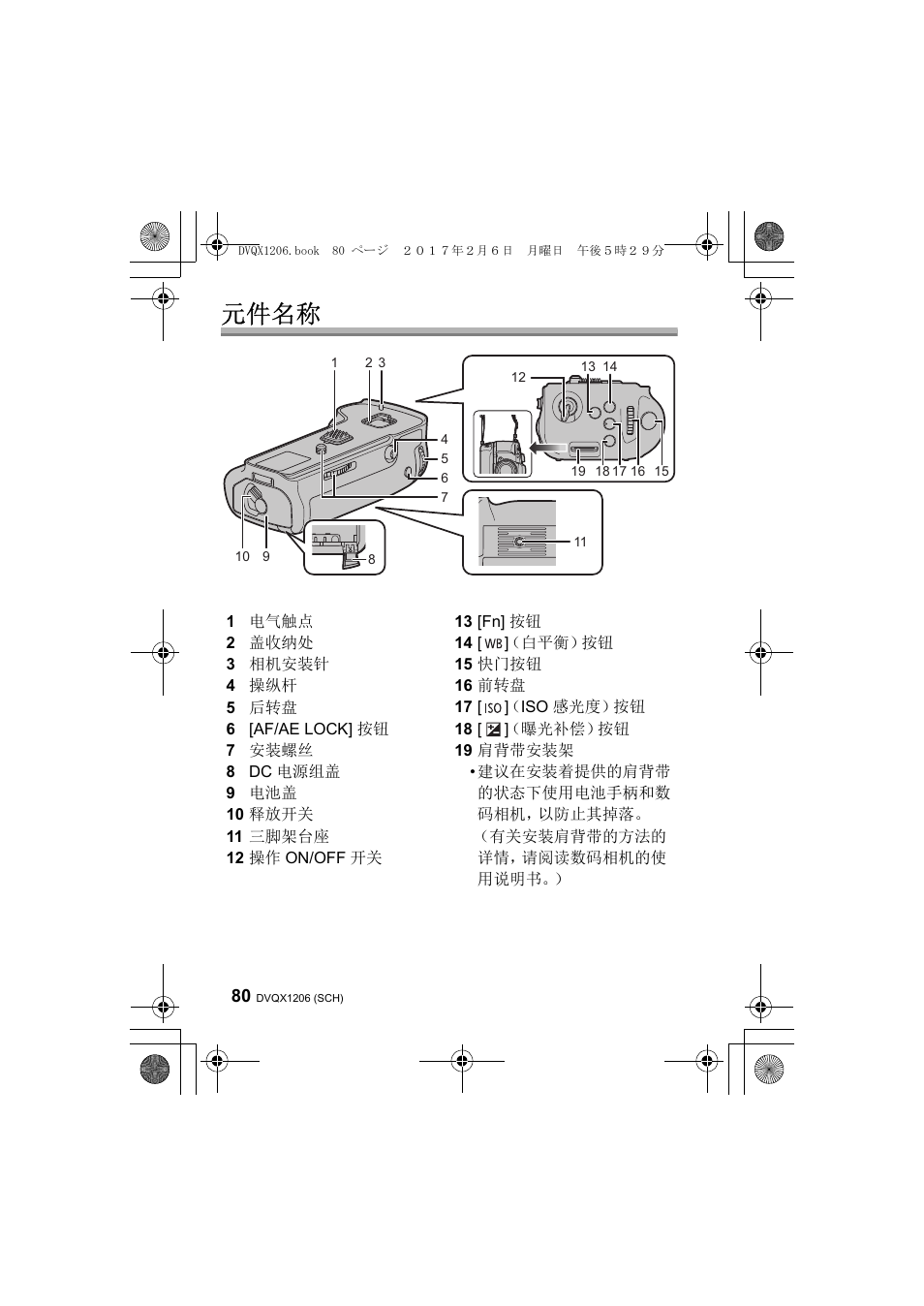 元件名称 | Panasonic Lumix GH5 User Manual | Page 80 / 132