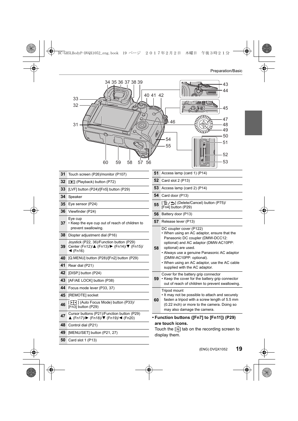 Panasonic Lumix GH5 User Manual | Page 19 / 128
