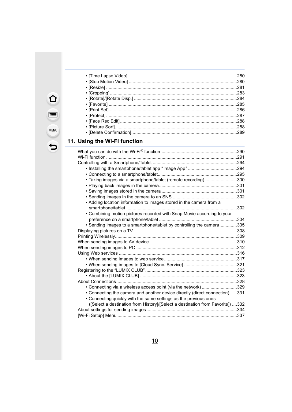 Using the wi-fi function | Panasonic Lumix DMC-G7 body User Manual | Page 10 / 411