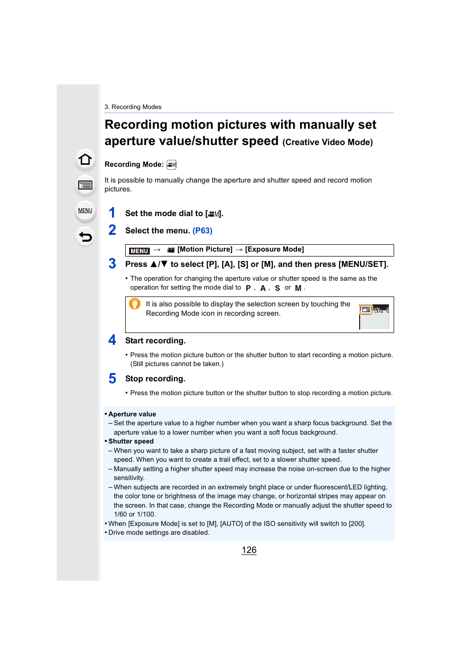 P126, P126) | Panasonic Lumix DMC-G7 body User Manual | Page 126 / 411