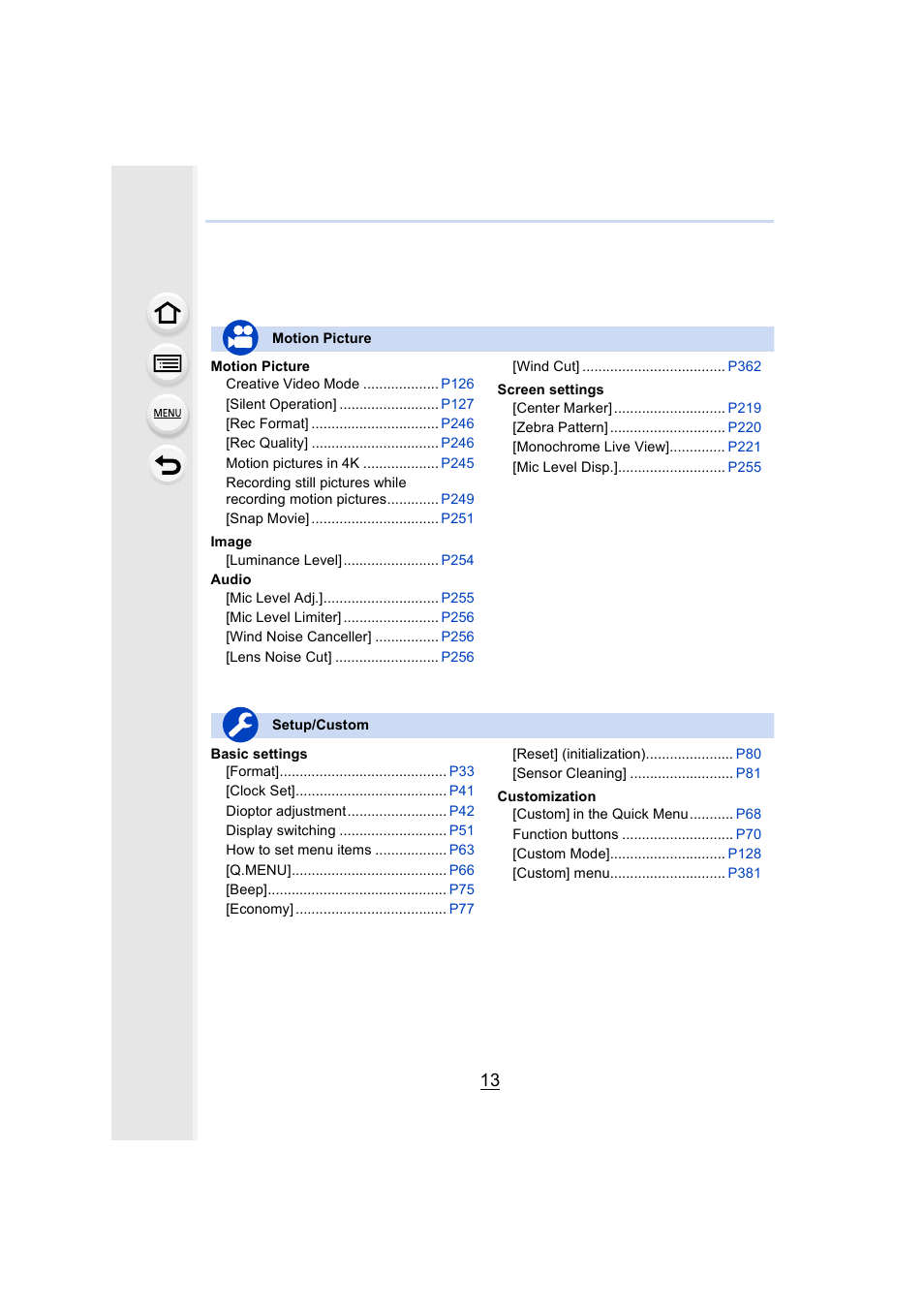 Panasonic Lumix DMC-G7 body User Manual | Page 13 / 411