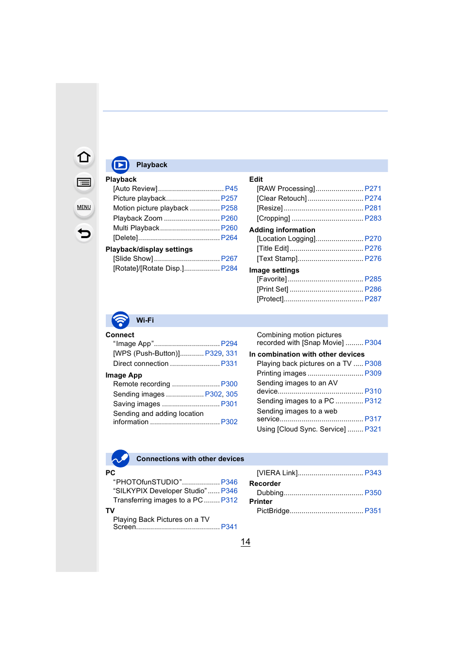 Panasonic Lumix DMC-G7 body User Manual | Page 14 / 411