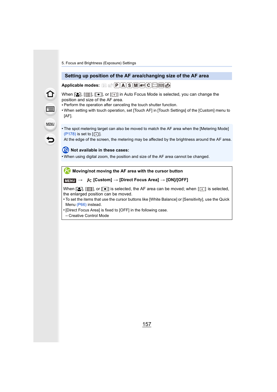P157, P157) | Panasonic Lumix DMC-G7 body User Manual | Page 157 / 411