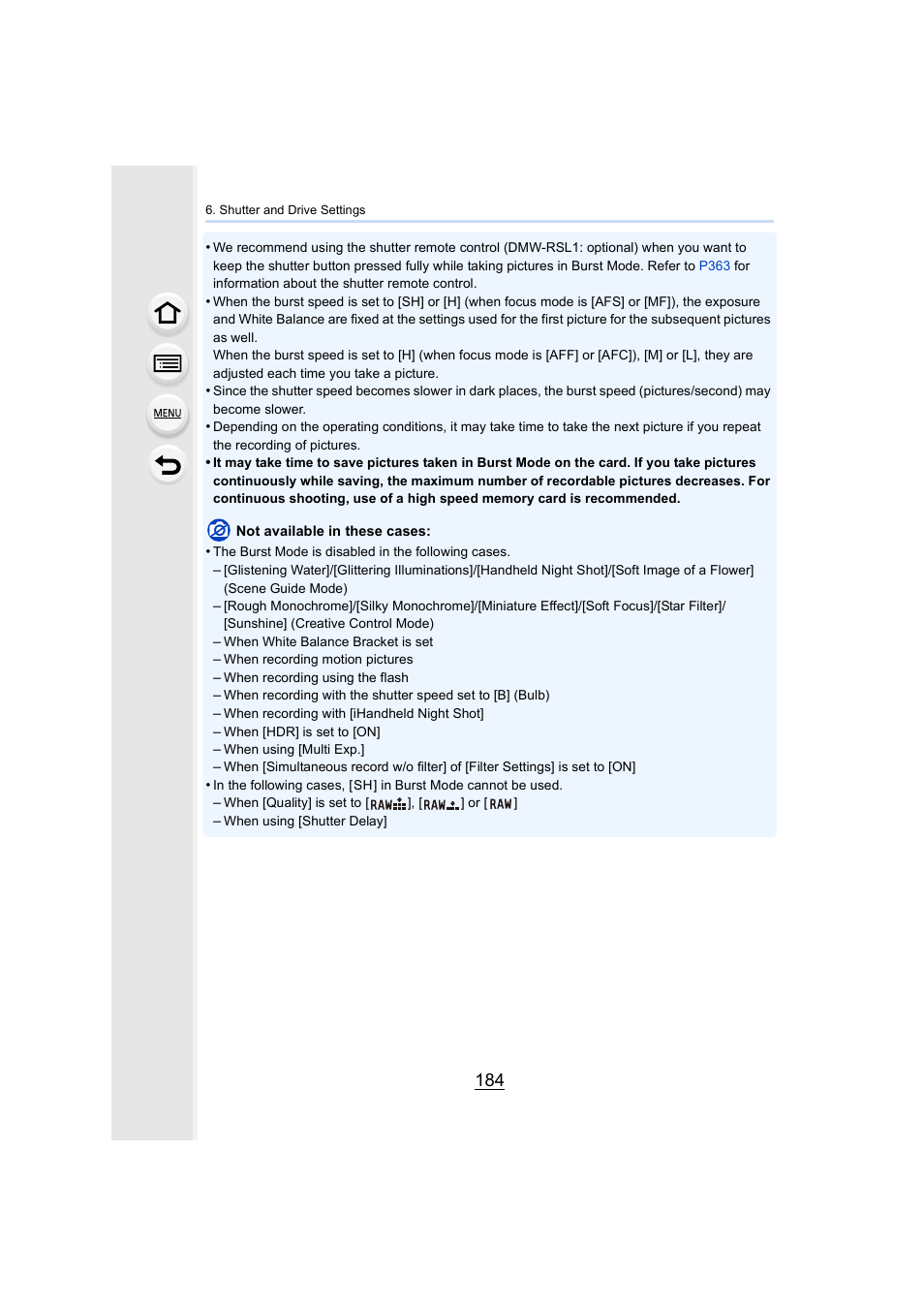 Panasonic Lumix DMC-G7 body User Manual | Page 184 / 411