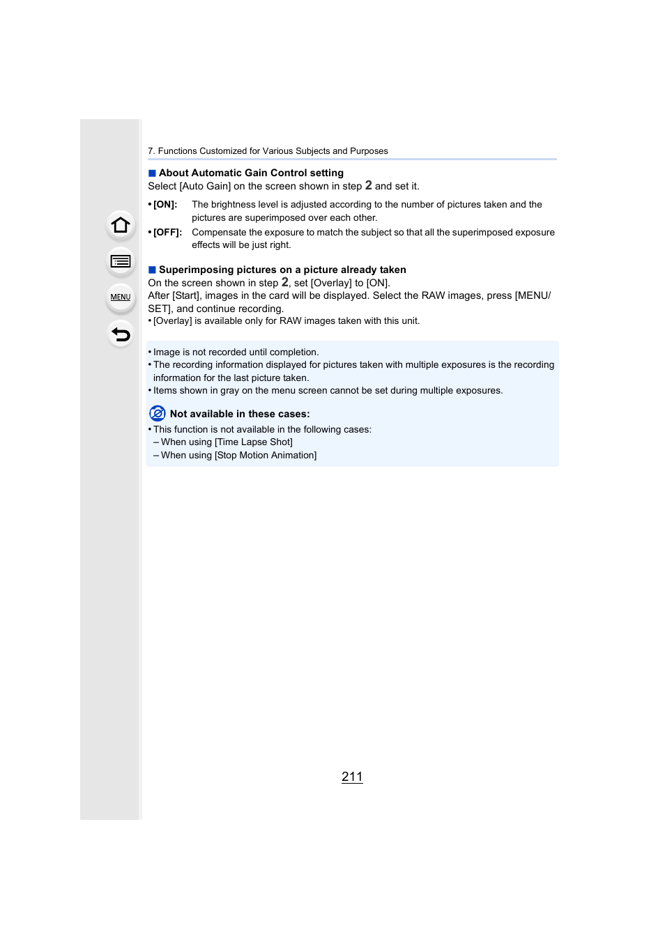 Panasonic Lumix DMC-G7 body User Manual | Page 211 / 411