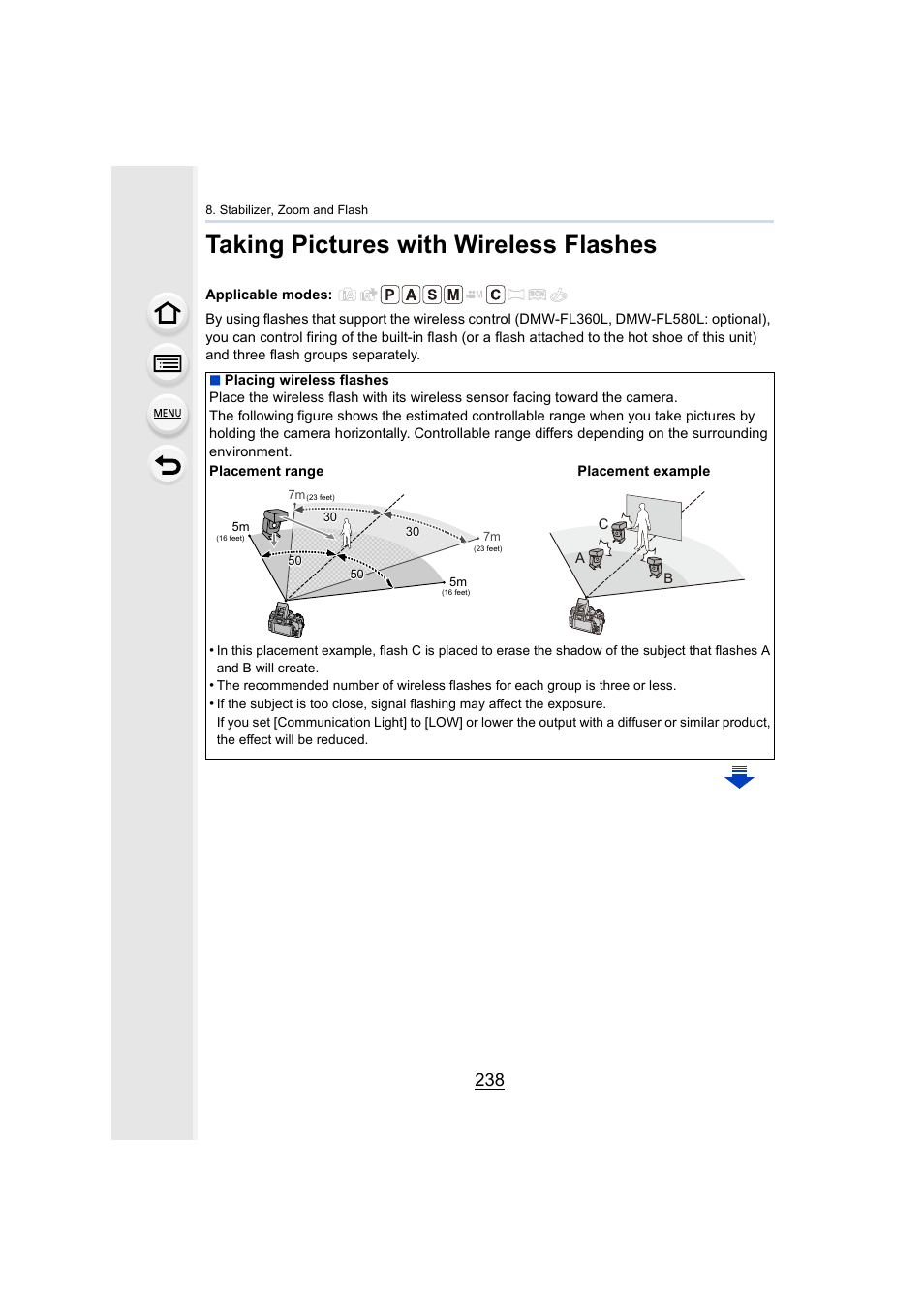 Taking pictures with wireless flashes, P238 | Panasonic Lumix DMC-G7 body User Manual | Page 238 / 411