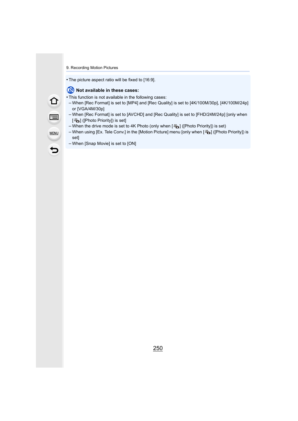 Panasonic Lumix DMC-G7 body User Manual | Page 250 / 411
