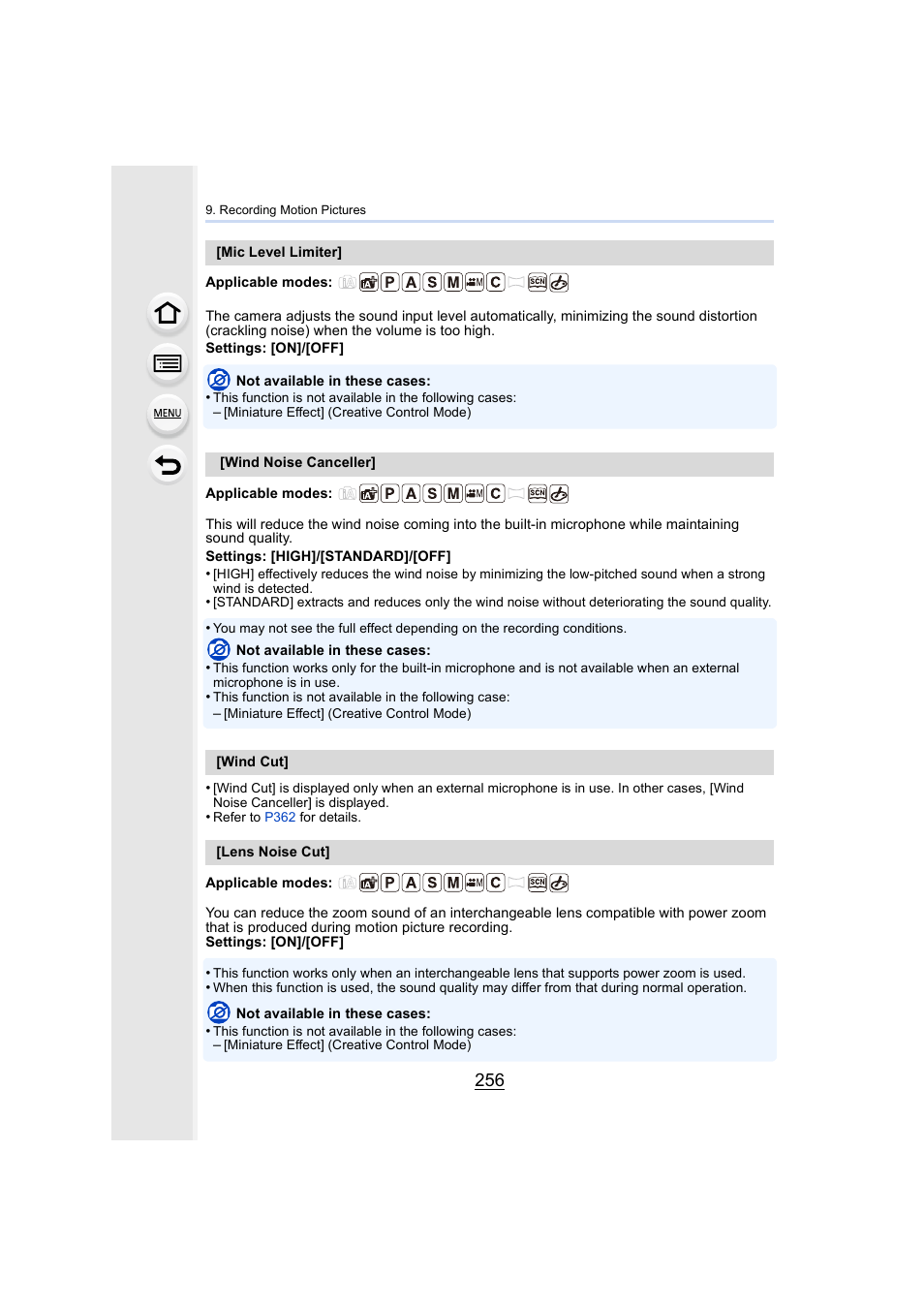 P256 | Panasonic Lumix DMC-G7 body User Manual | Page 256 / 411