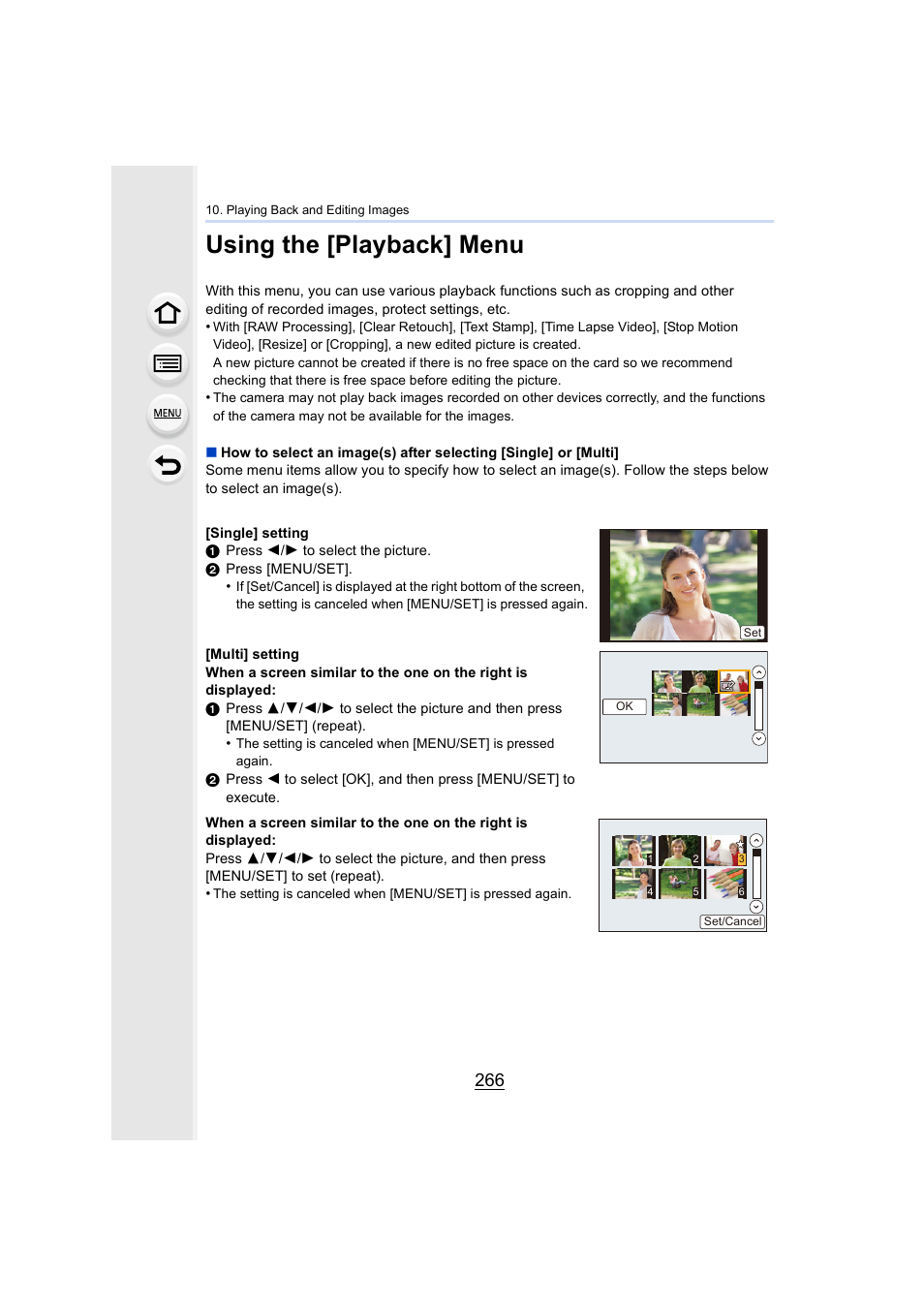 Using the [playback] menu | Panasonic Lumix DMC-G7 body User Manual | Page 266 / 411