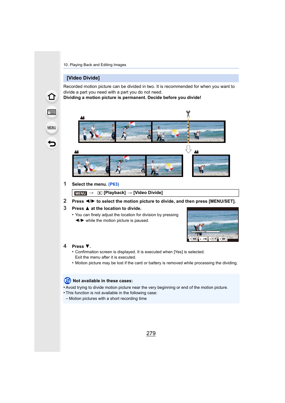 Video divide, P279) | Panasonic Lumix DMC-G7 body User Manual | Page 279 / 411