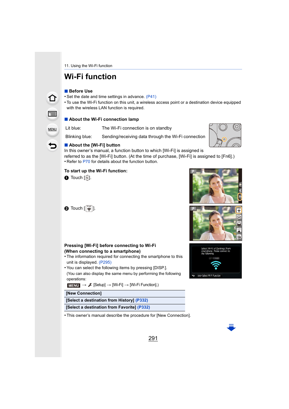 Wi-fi function, Ction lamp, P291) | Panasonic Lumix DMC-G7 body User Manual | Page 291 / 411