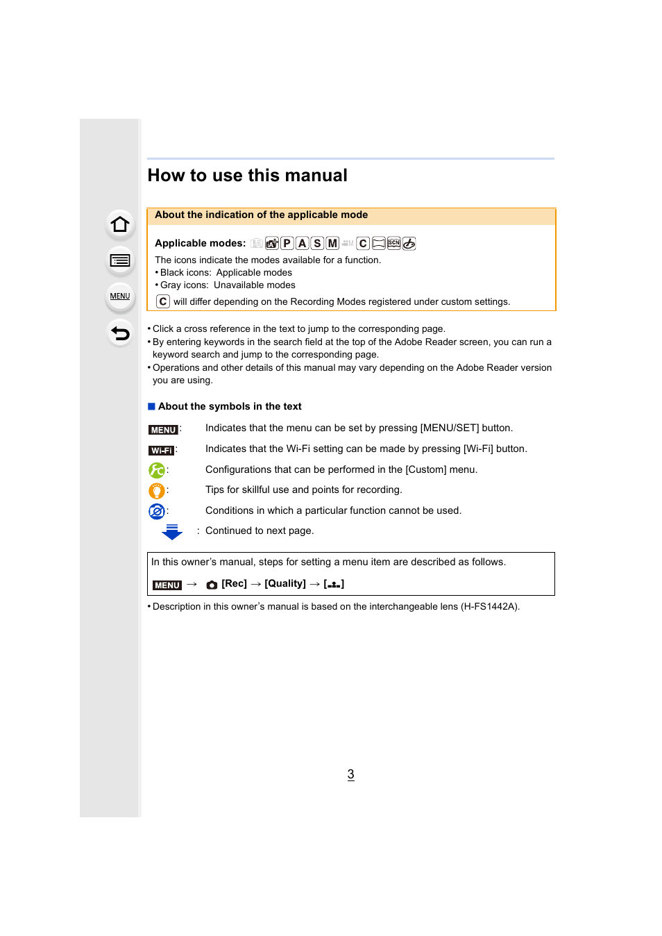 How to use this manual | Panasonic Lumix DMC-G7 body User Manual | Page 3 / 411