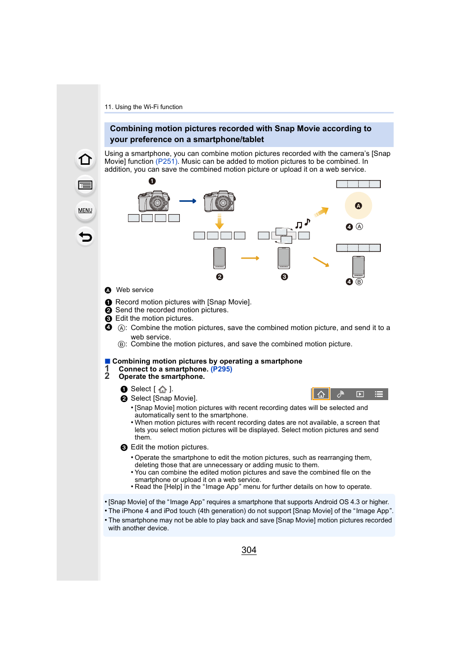 Preference on a smartphone/tablet, P304, P304) | Panasonic Lumix DMC-G7 body User Manual | Page 304 / 411