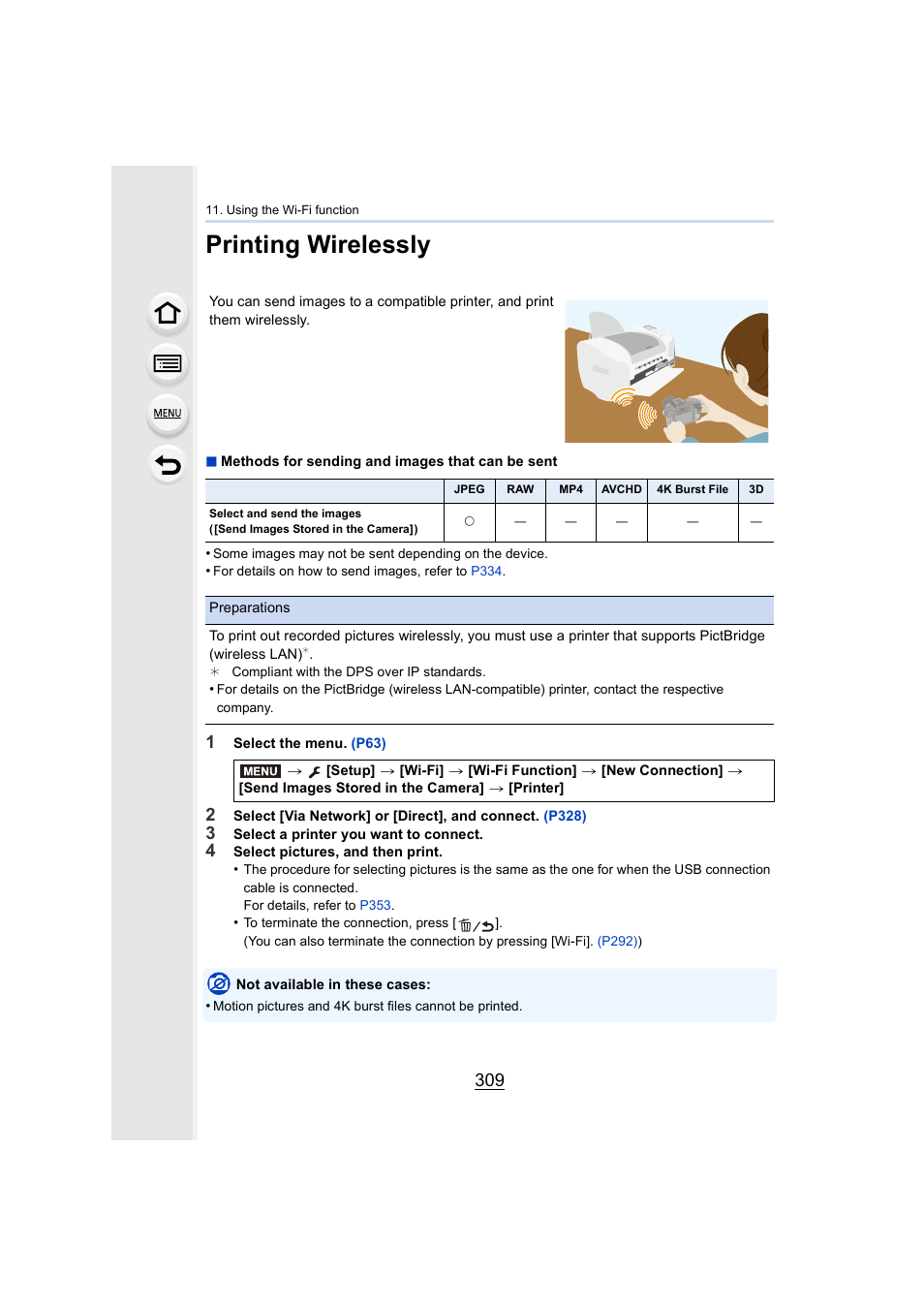 Printing wirelessly, P309, P309) | Panasonic Lumix DMC-G7 body User Manual | Page 309 / 411