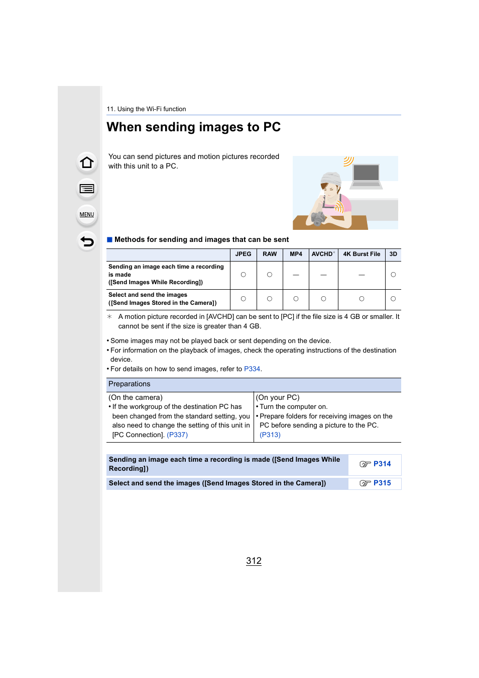 When sending images to pc, P312, P312) | Panasonic Lumix DMC-G7 body User Manual | Page 312 / 411