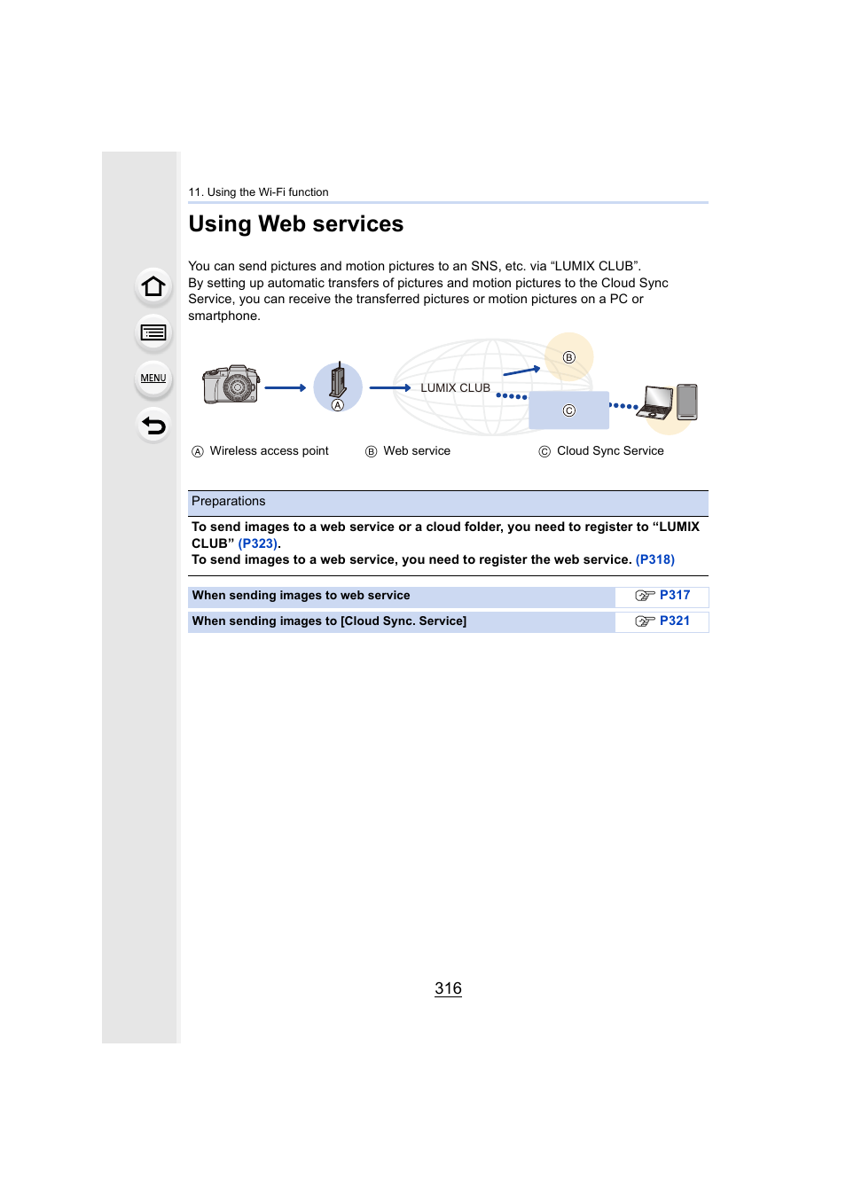 Using web services, P316) | Panasonic Lumix DMC-G7 body User Manual | Page 316 / 411