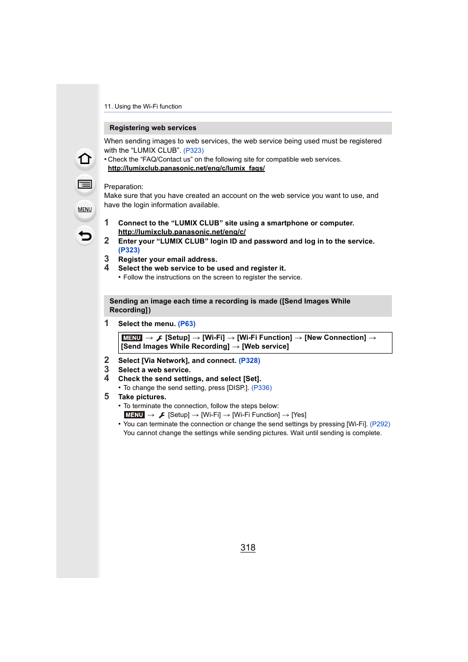 P318), P318 | Panasonic Lumix DMC-G7 body User Manual | Page 318 / 411
