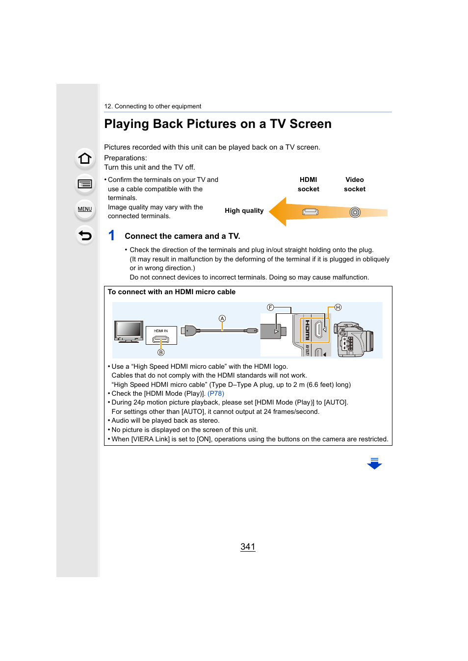 Playing back pictures on a tv screen, P341, Ocket | P341) | Panasonic Lumix DMC-G7 body User Manual | Page 341 / 411