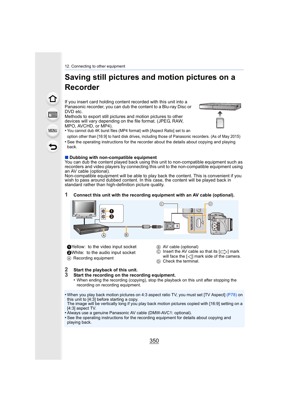 P350 | Panasonic Lumix DMC-G7 body User Manual | Page 350 / 411