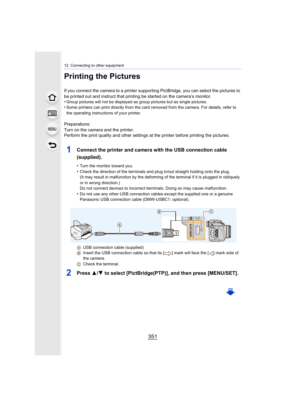 Printing the pictures, P351 | Panasonic Lumix DMC-G7 body User Manual | Page 351 / 411