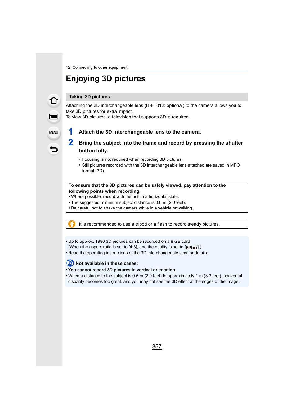 Enjoying 3d pictures, P357 | Panasonic Lumix DMC-G7 body User Manual | Page 357 / 411