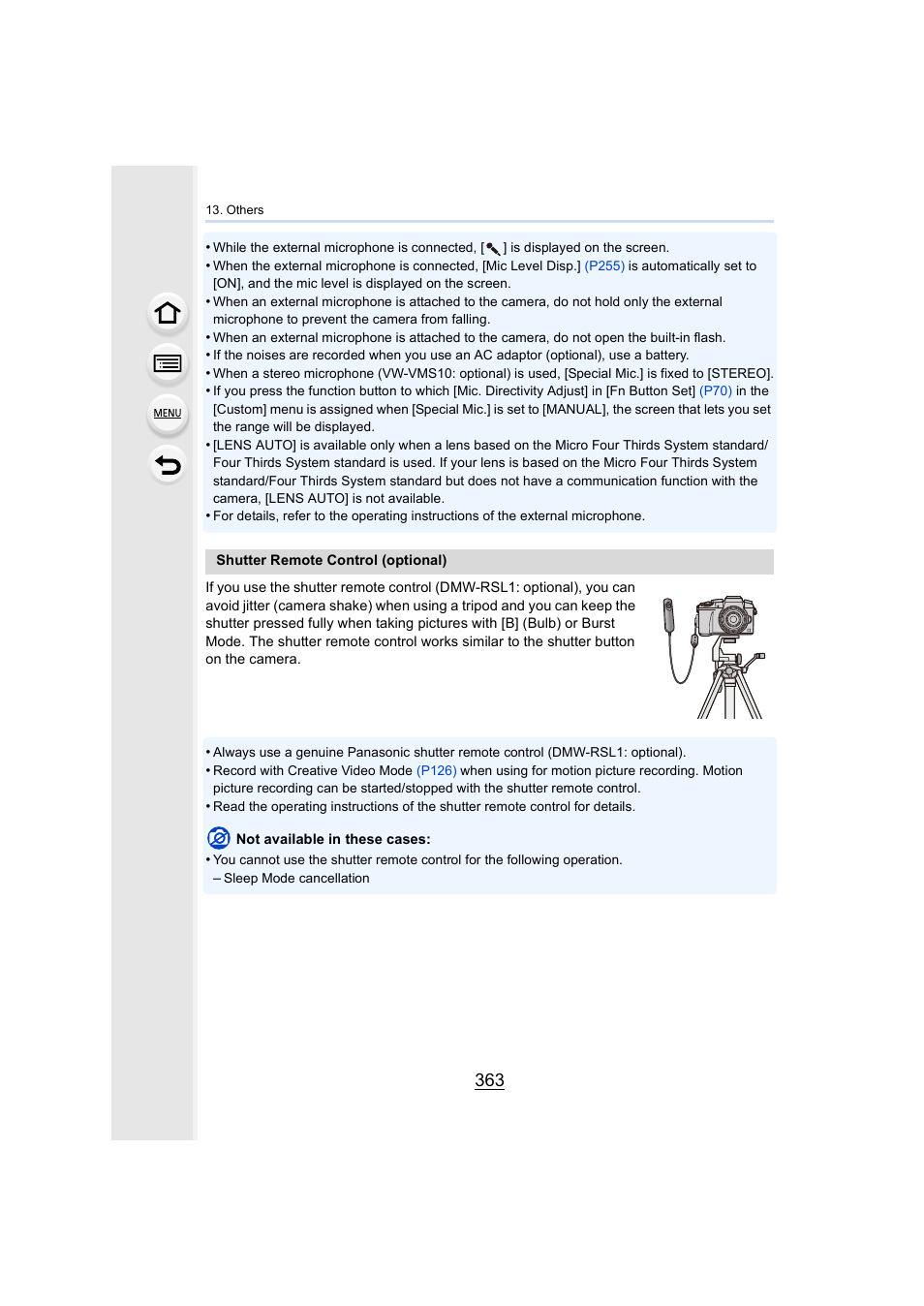 E] socket, P363), P363 | Ional) | Panasonic Lumix DMC-G7 body User Manual | Page 363 / 411
