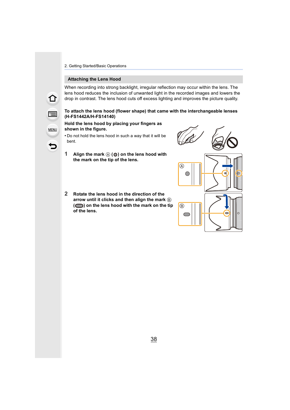 Panasonic Lumix DMC-G7 body User Manual | Page 38 / 411