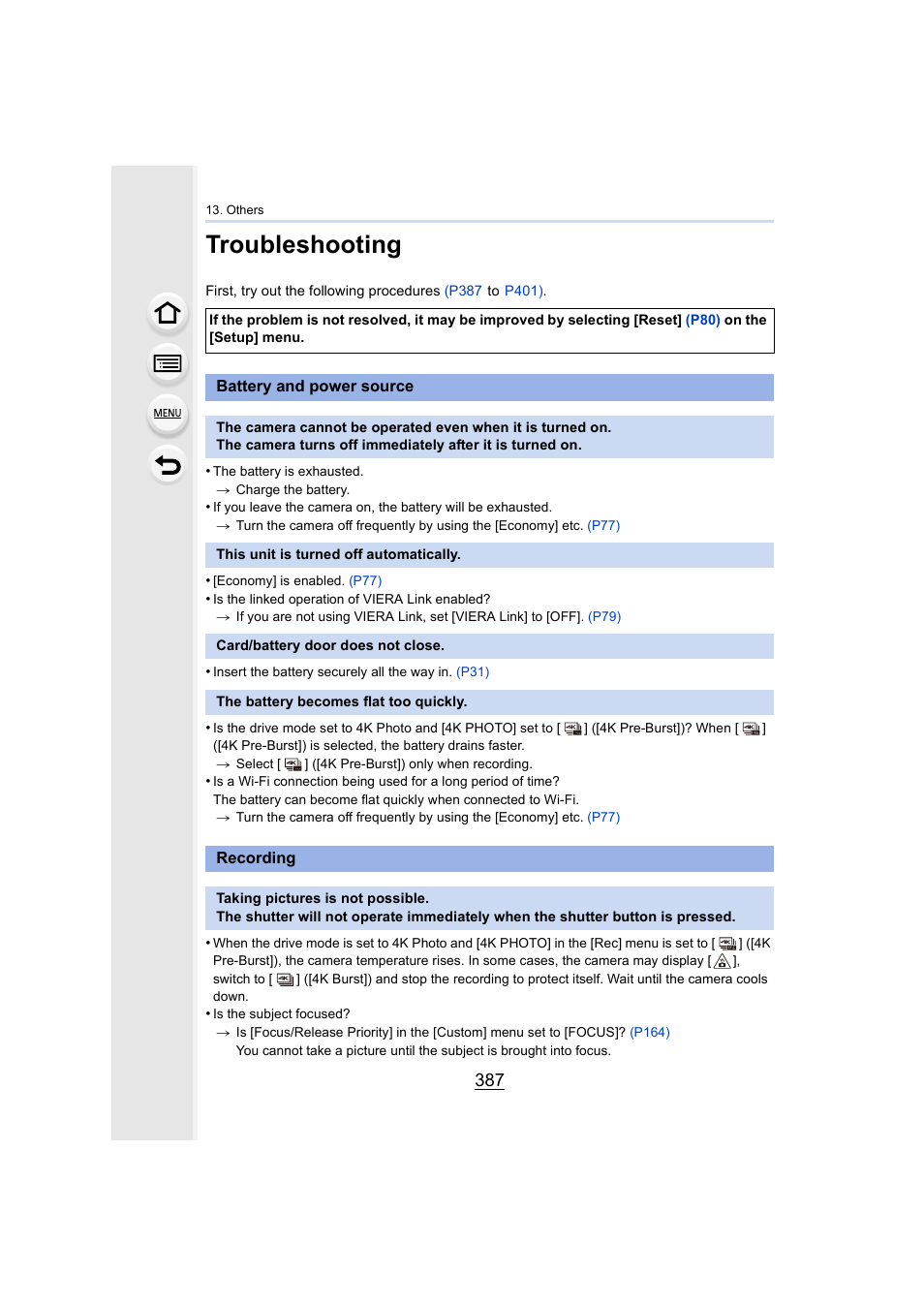 Troubleshooting, P387, P387) | Overheat indicator | Panasonic Lumix DMC-G7 body User Manual | Page 387 / 411