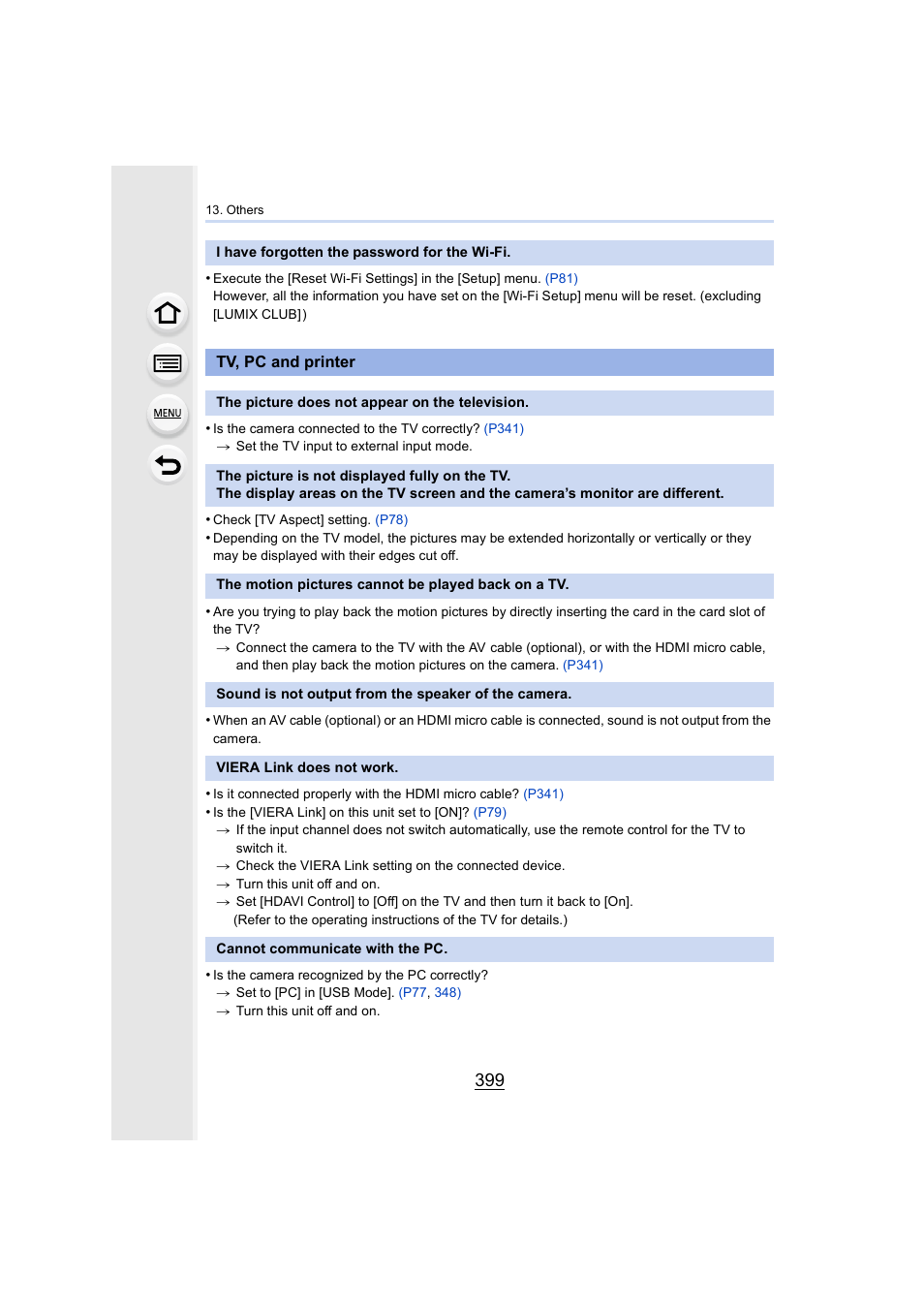 Tv, pc and printer | Panasonic Lumix DMC-G7 body User Manual | Page 399 / 411