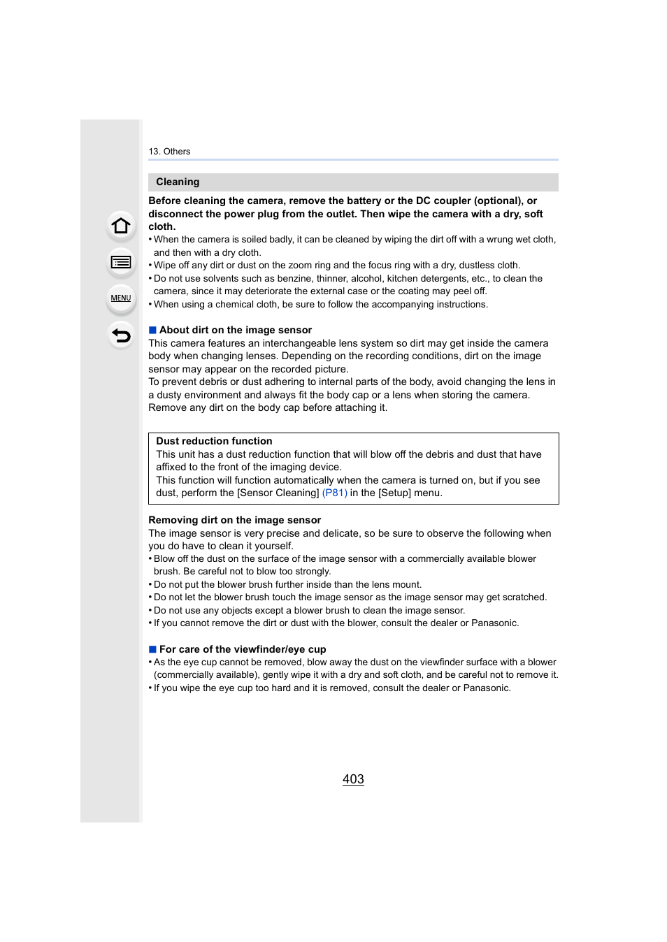 P403), P403 | Panasonic Lumix DMC-G7 body User Manual | Page 403 / 411