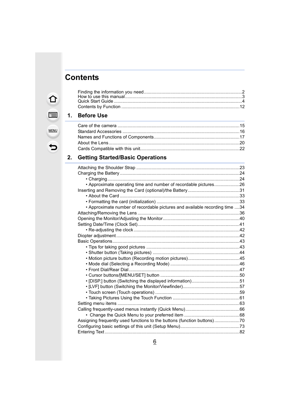 Panasonic Lumix DMC-G7 body User Manual | Page 6 / 411