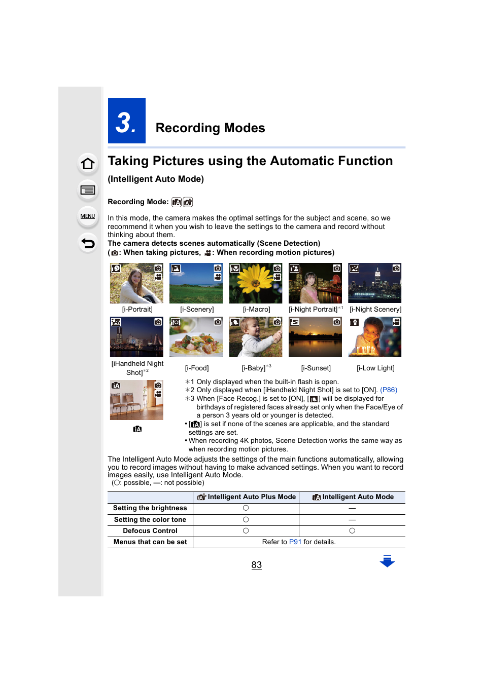 Recording modes, P83) | Panasonic Lumix DMC-G7 body User Manual | Page 83 / 411