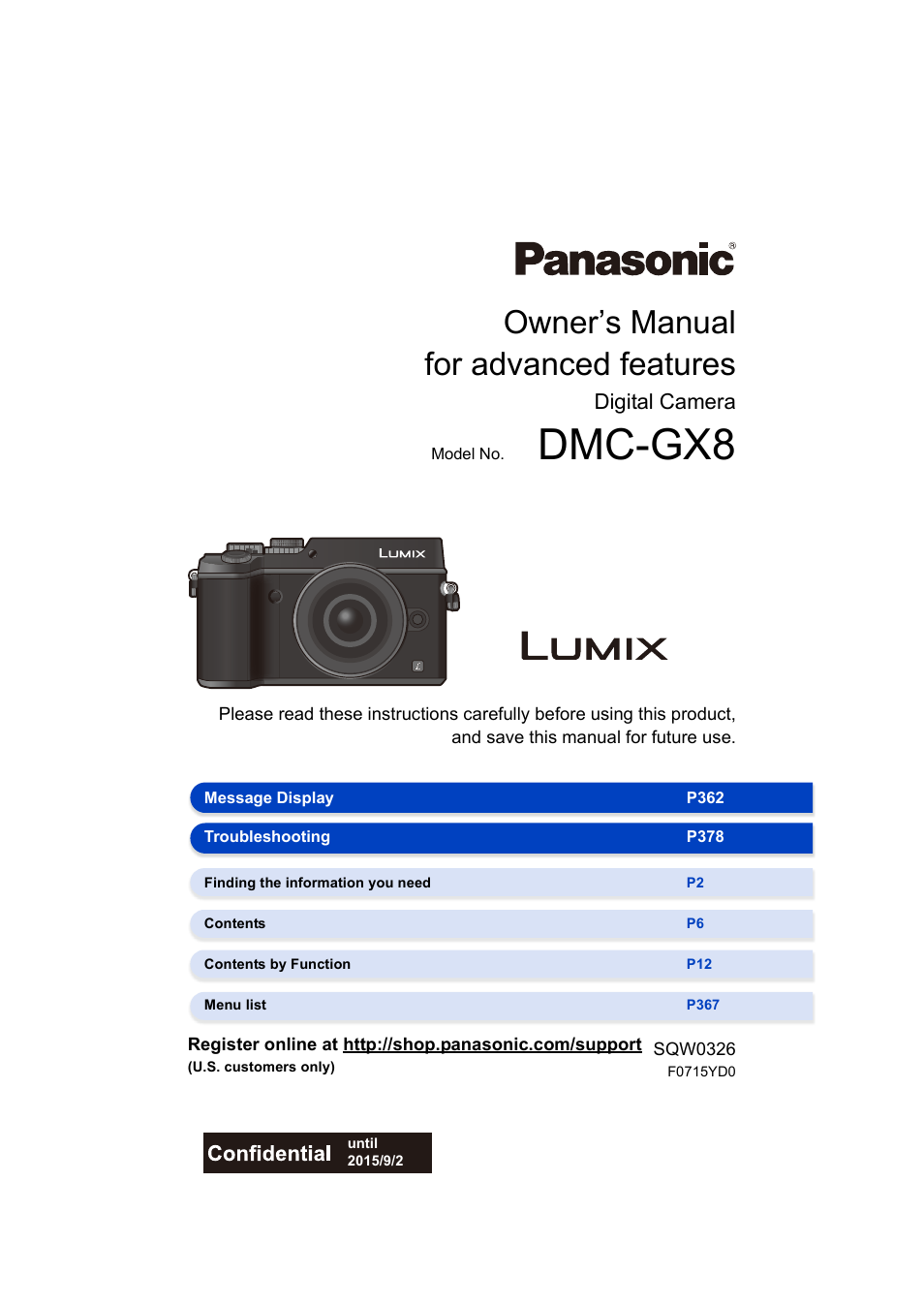 Panasonic Lumix GX8 User Manual | 403 pages