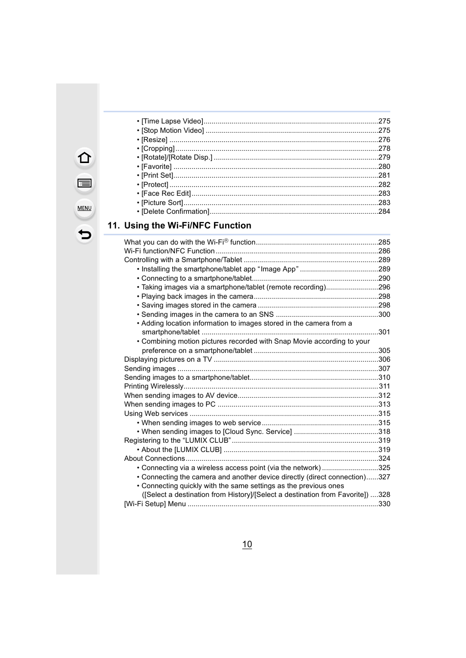 Using the wi-fi/nfc function | Panasonic Lumix GX8 User Manual | Page 10 / 403