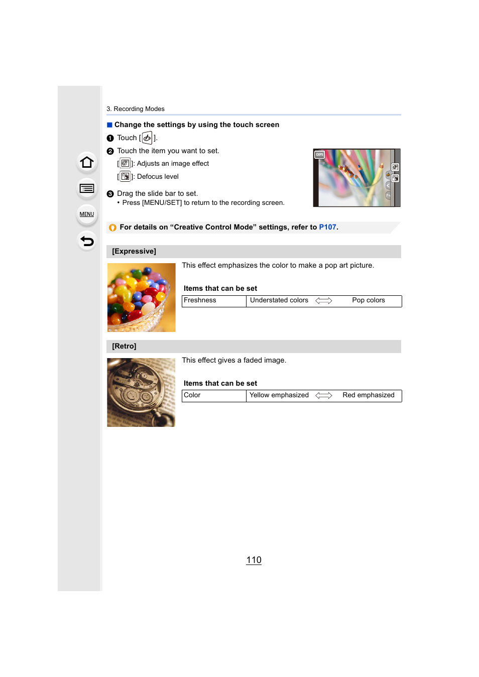 Items that, Can be set | Panasonic Lumix GX8 User Manual | Page 110 / 403