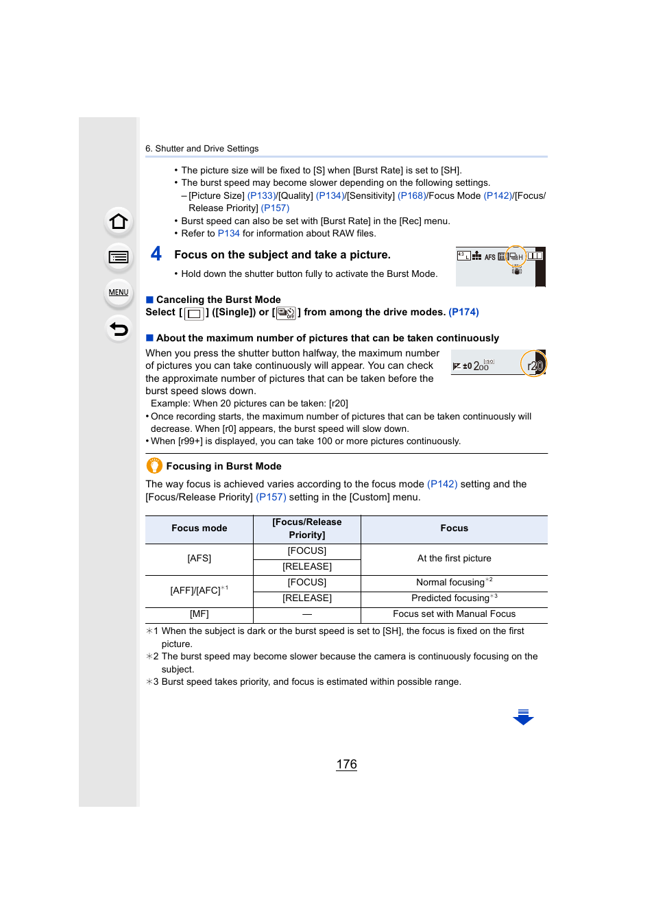 P176, 20 r20, Focus on the subject and take a picture | Panasonic Lumix GX8 User Manual | Page 176 / 403