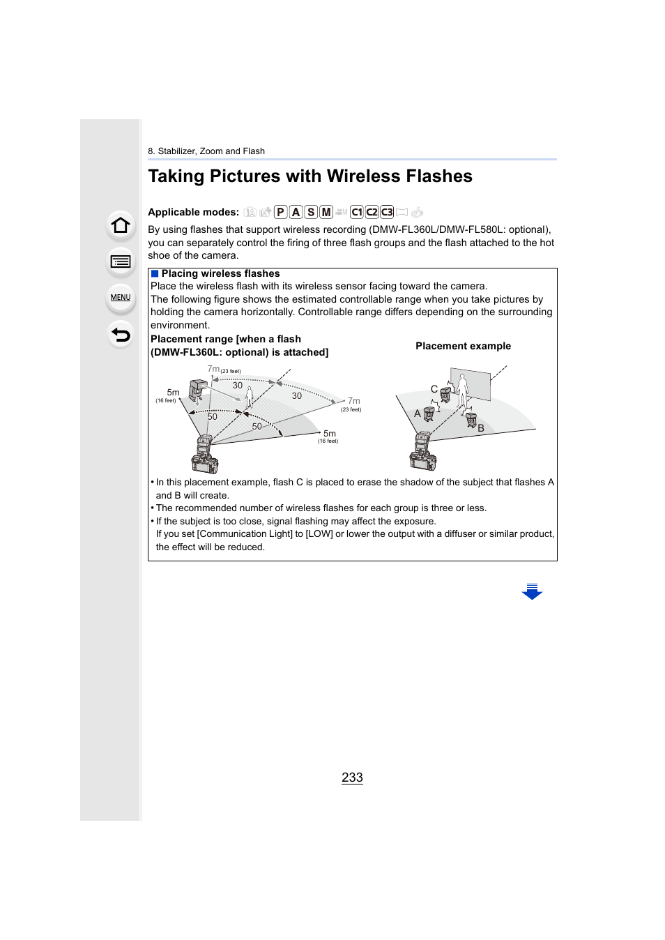 Taking pictures with wireless flashes, P233 | Panasonic Lumix GX8 User Manual | Page 233 / 403