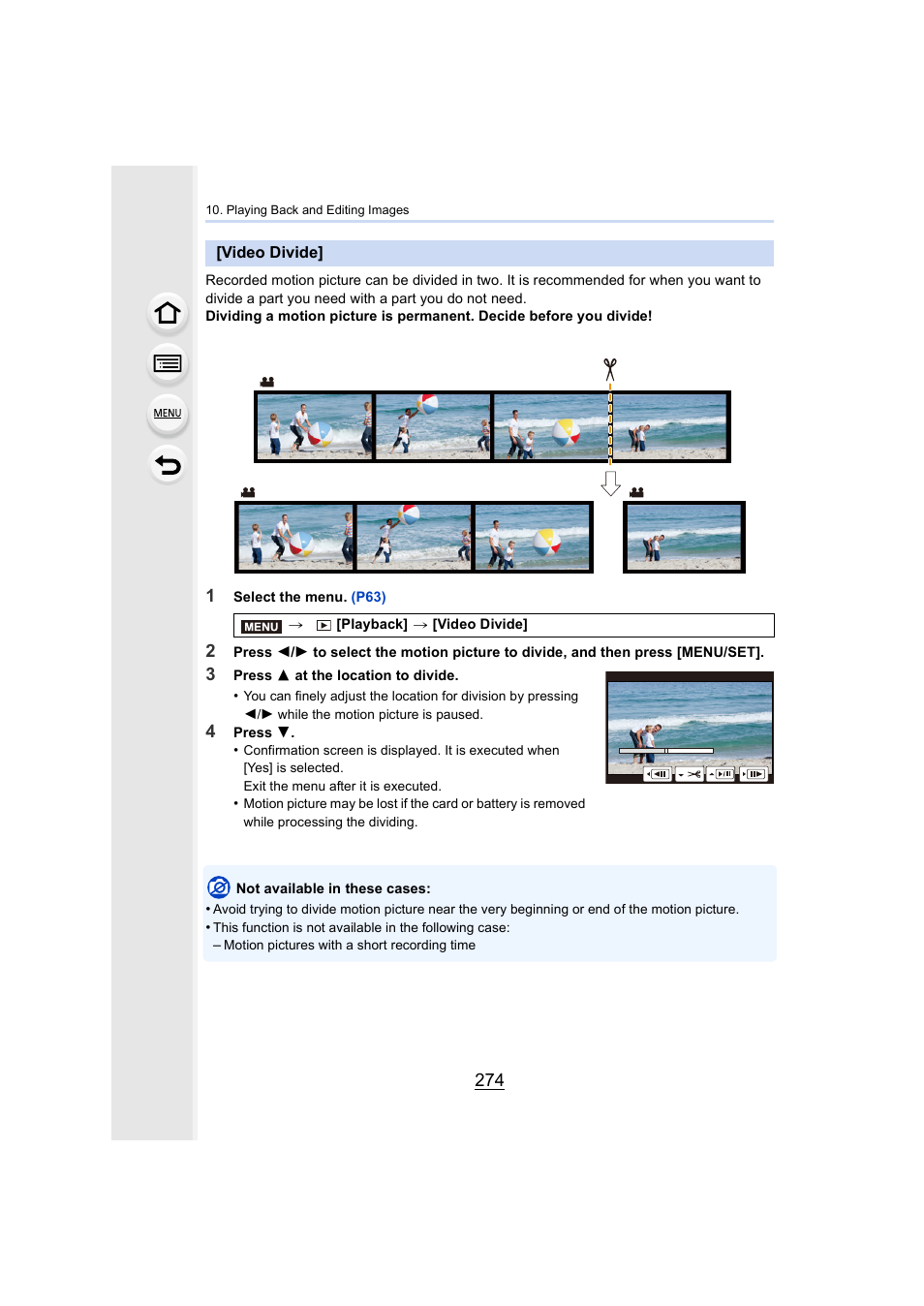 Video divide, P274) | Panasonic Lumix GX8 User Manual | Page 274 / 403
