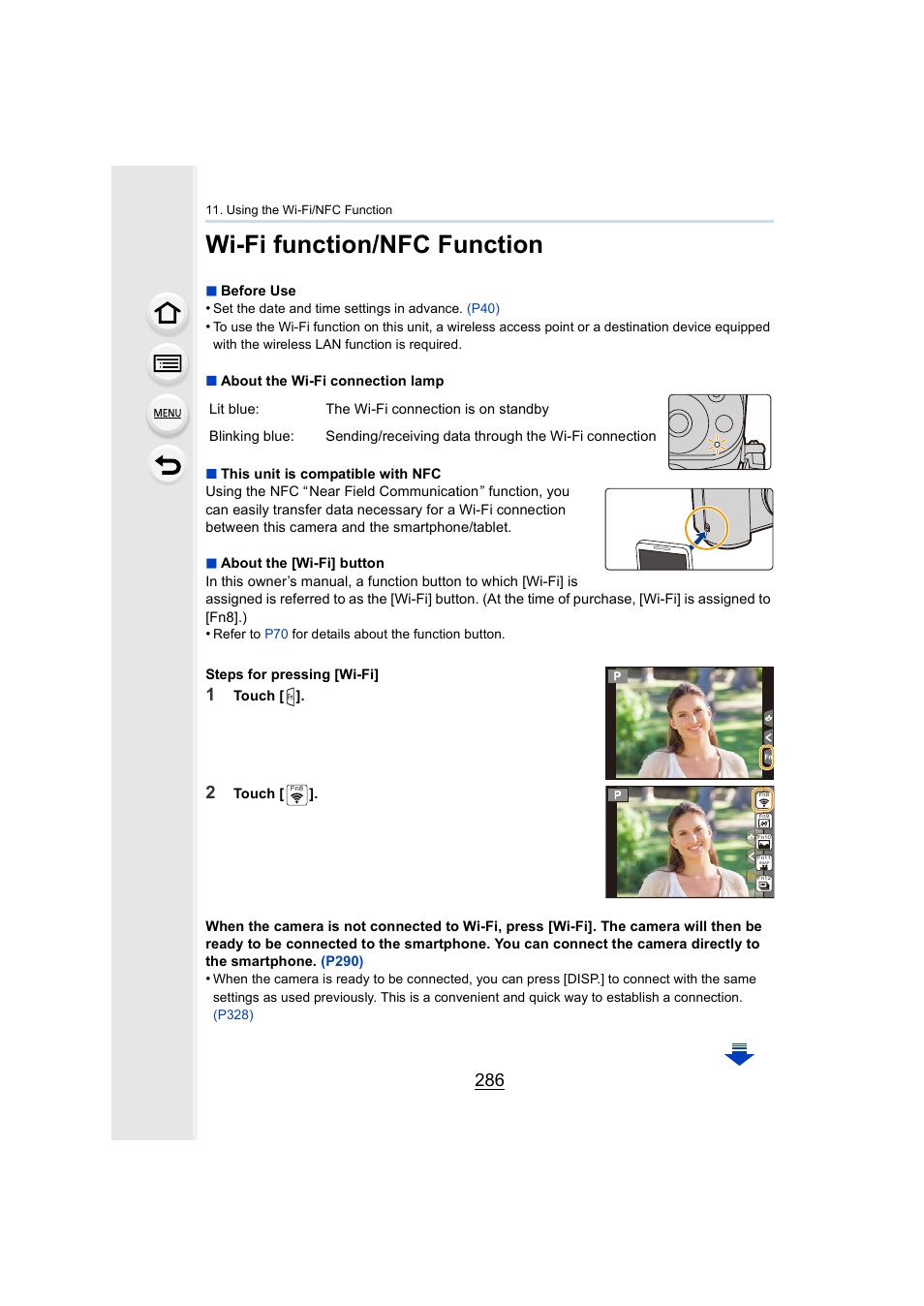 Wi-fi function/nfc function, Ction lamp, P286) | Panasonic Lumix GX8 User Manual | Page 286 / 403