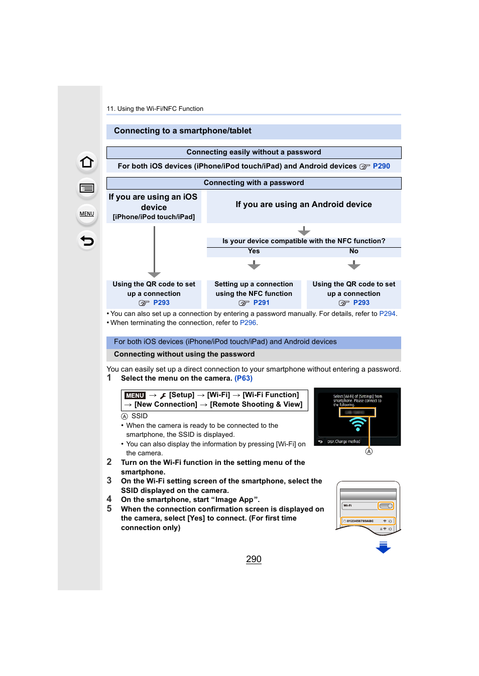 Connecting to a smartphone/tablet, P290) | Panasonic Lumix GX8 User Manual | Page 290 / 403