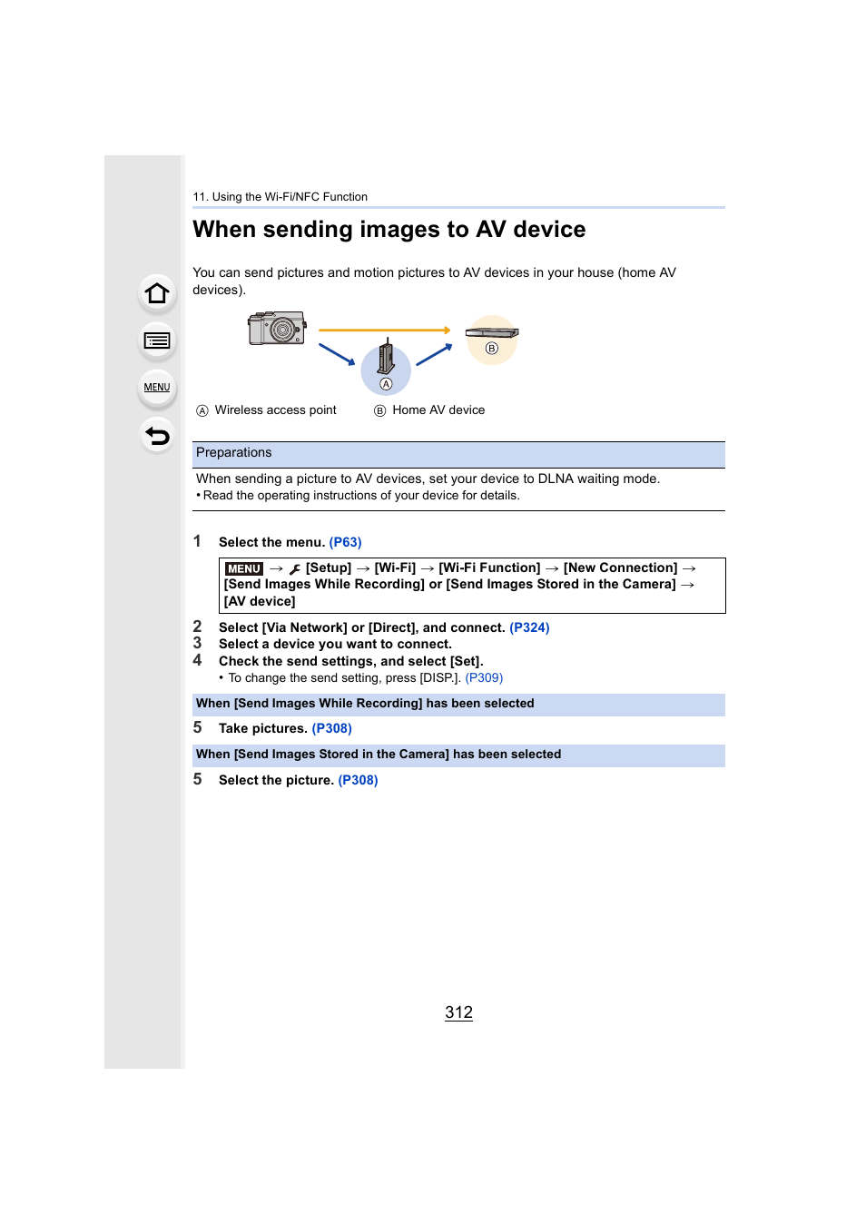 When sending images to av device, P312, P312) | V device | Panasonic Lumix GX8 User Manual | Page 312 / 403