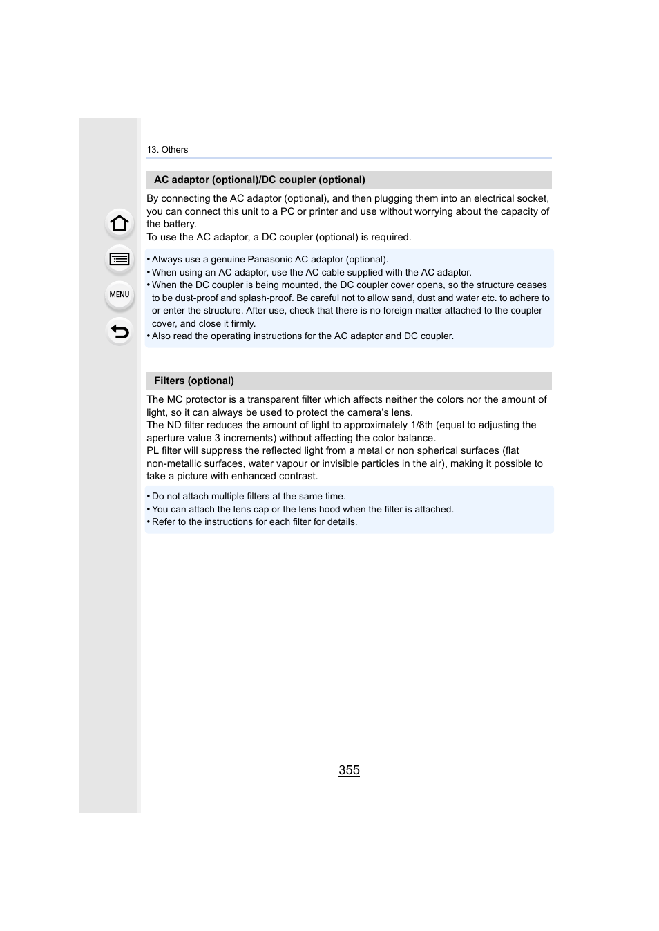 Dc coupler cover, P355) | Panasonic Lumix GX8 User Manual | Page 355 / 403