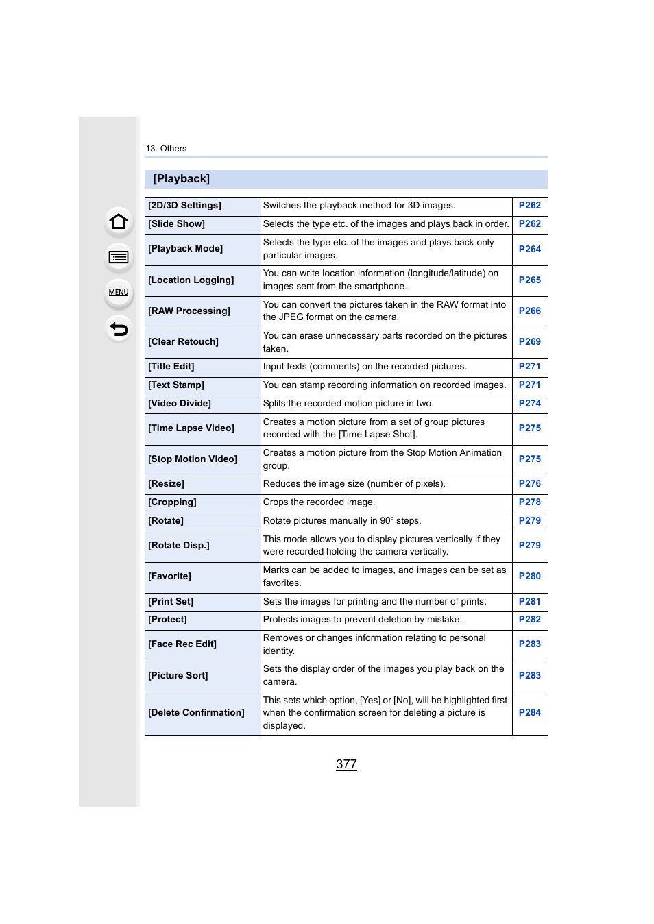 Playback, P377), P377 | Panasonic Lumix GX8 User Manual | Page 377 / 403
