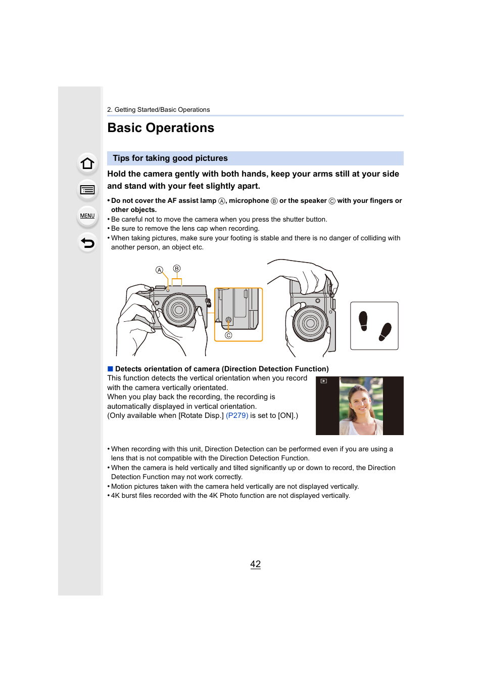 Basic operations, Tips for taking good pictures | Panasonic Lumix GX8 User Manual | Page 42 / 403
