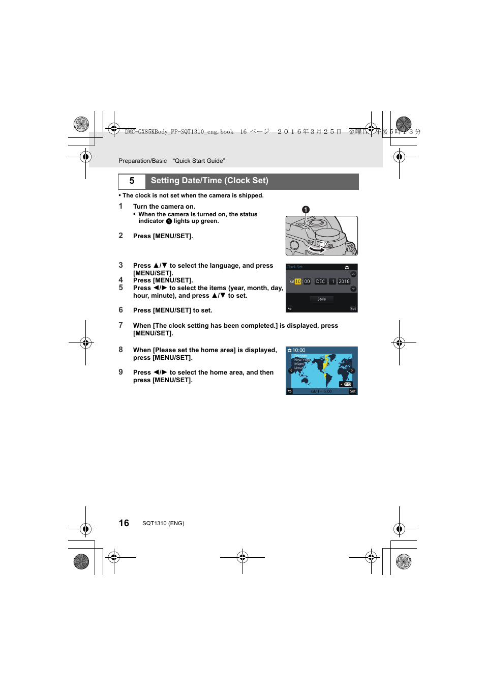 Setting date/time (clock set) | Panasonic Lumix GX80 User Manual | Page 16 / 92