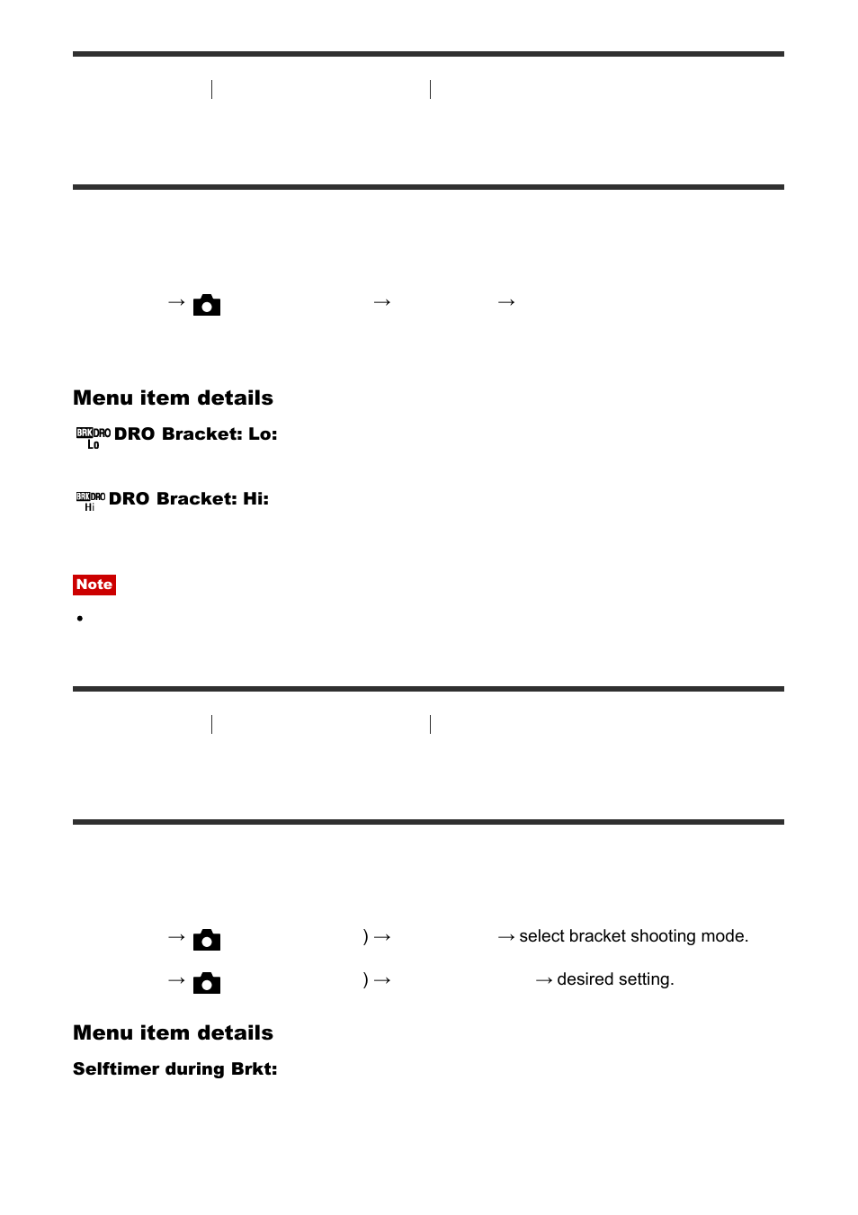 Settings for bracket shooting [90, Dro bracket, Settings for bracket shooting | Sony Cyber-shot DSC-RX100 IV User Manual | Page 106 / 259