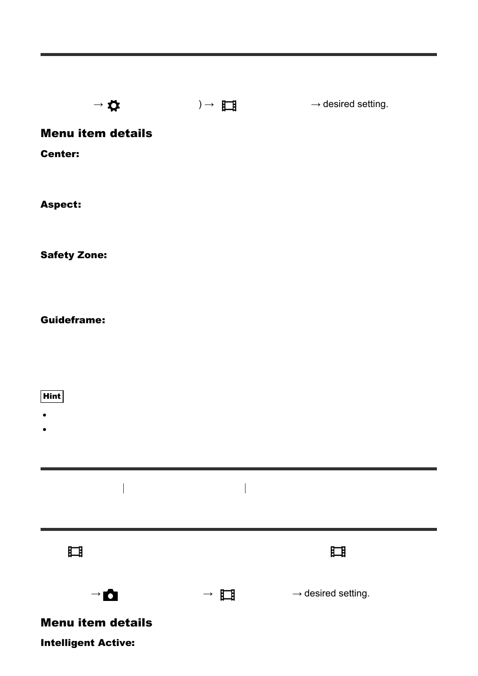 Steadyshot (movie) [112, Marker settings (movie), Steadyshot (movie) | Sony Cyber-shot DSC-RX100 IV User Manual | Page 129 / 259