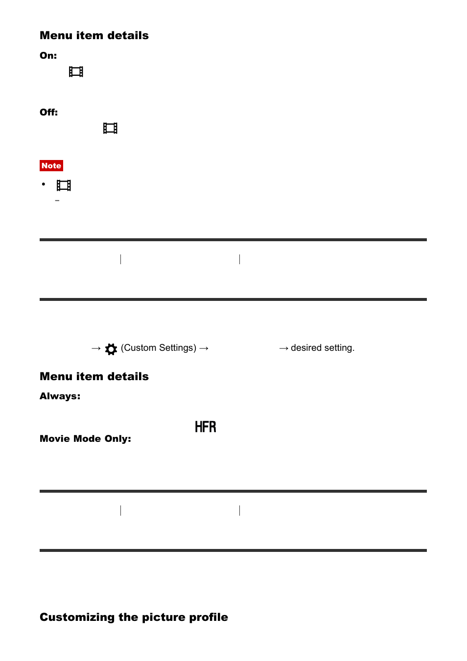 Movie button [117, Picture profile [118, Movie button | Picture profile | Sony Cyber-shot DSC-RX100 IV User Manual | Page 132 / 259