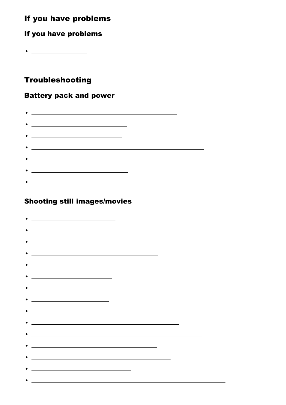 If you have problems, Troubleshooting | Sony Cyber-shot DSC-RX100 IV User Manual | Page 14 / 259