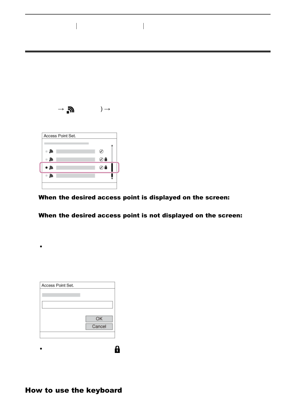 Access point set | Sony Cyber-shot DSC-RX100 IV User Manual | Page 204 / 259